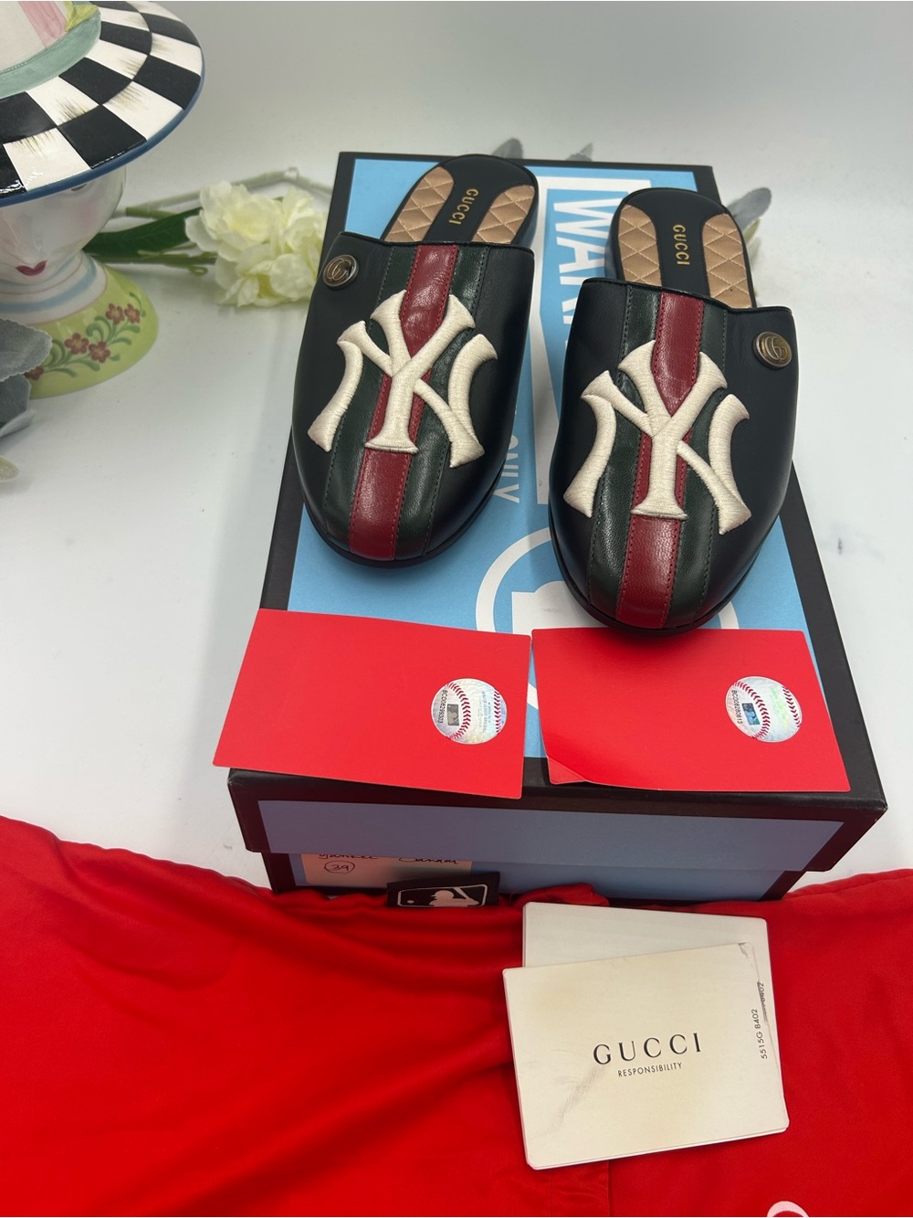 Women's Gucci X New York, Yankee mules size 39 made in Italy - Picture 5 of 10